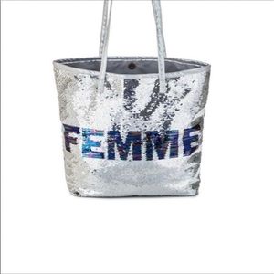 Vegan leather Femme sequin tote bag